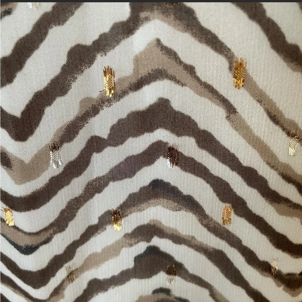 White House Black Market Zebra print gold accents Flounce Blouse - Picture 2 of 7